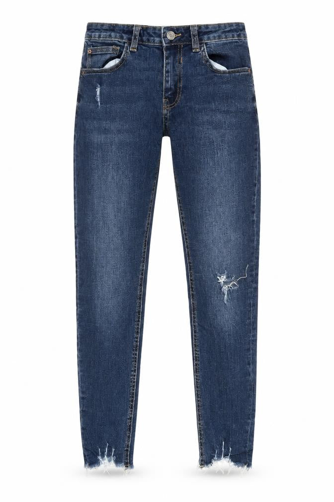 Front view of Denim Co. women’s blue, size UK 12, skinny distressed jeans