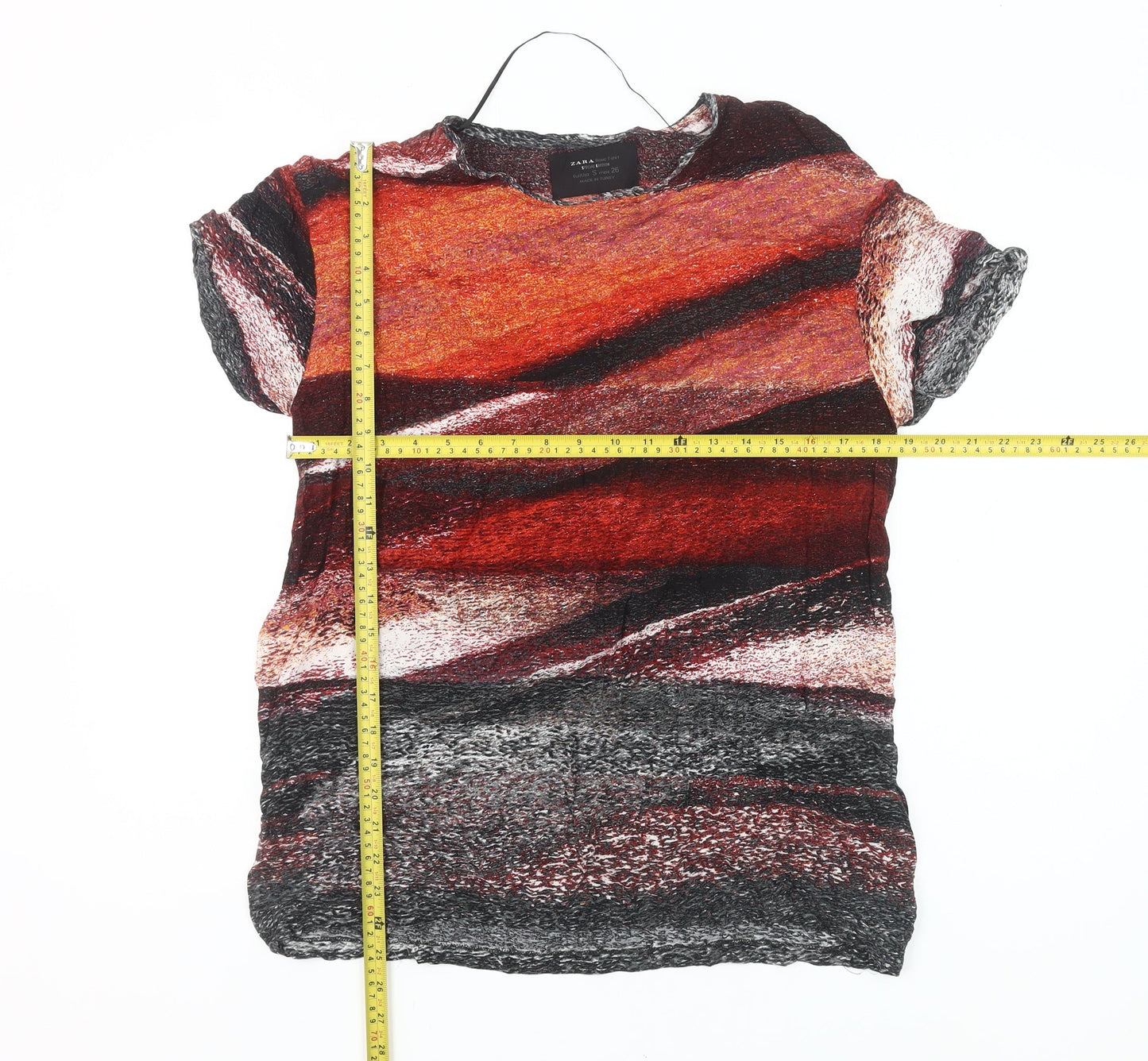 Zara Womens Multicoloured Art Print Viscose T-Shirt Size S