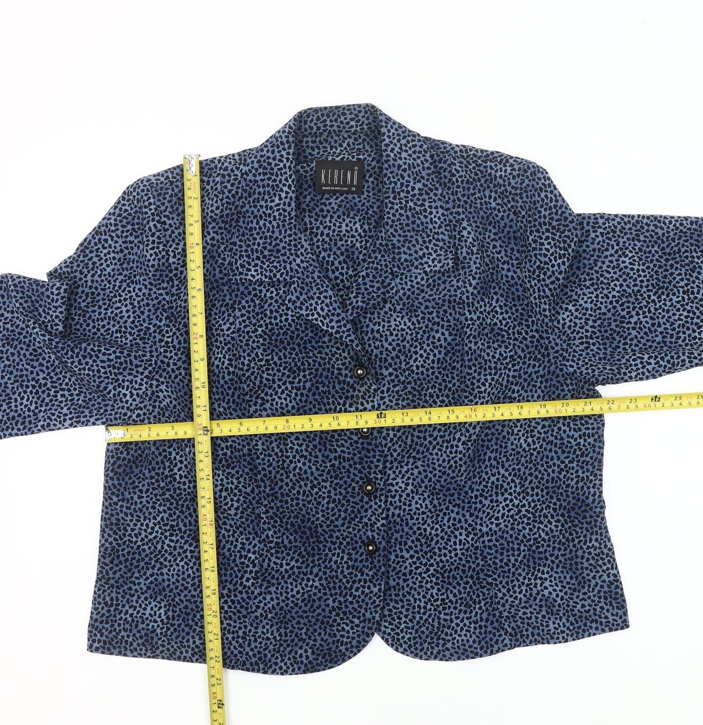 Kerena Women’s Blue Animal Print Blouse Size 18 Long Sleeve Button Up
