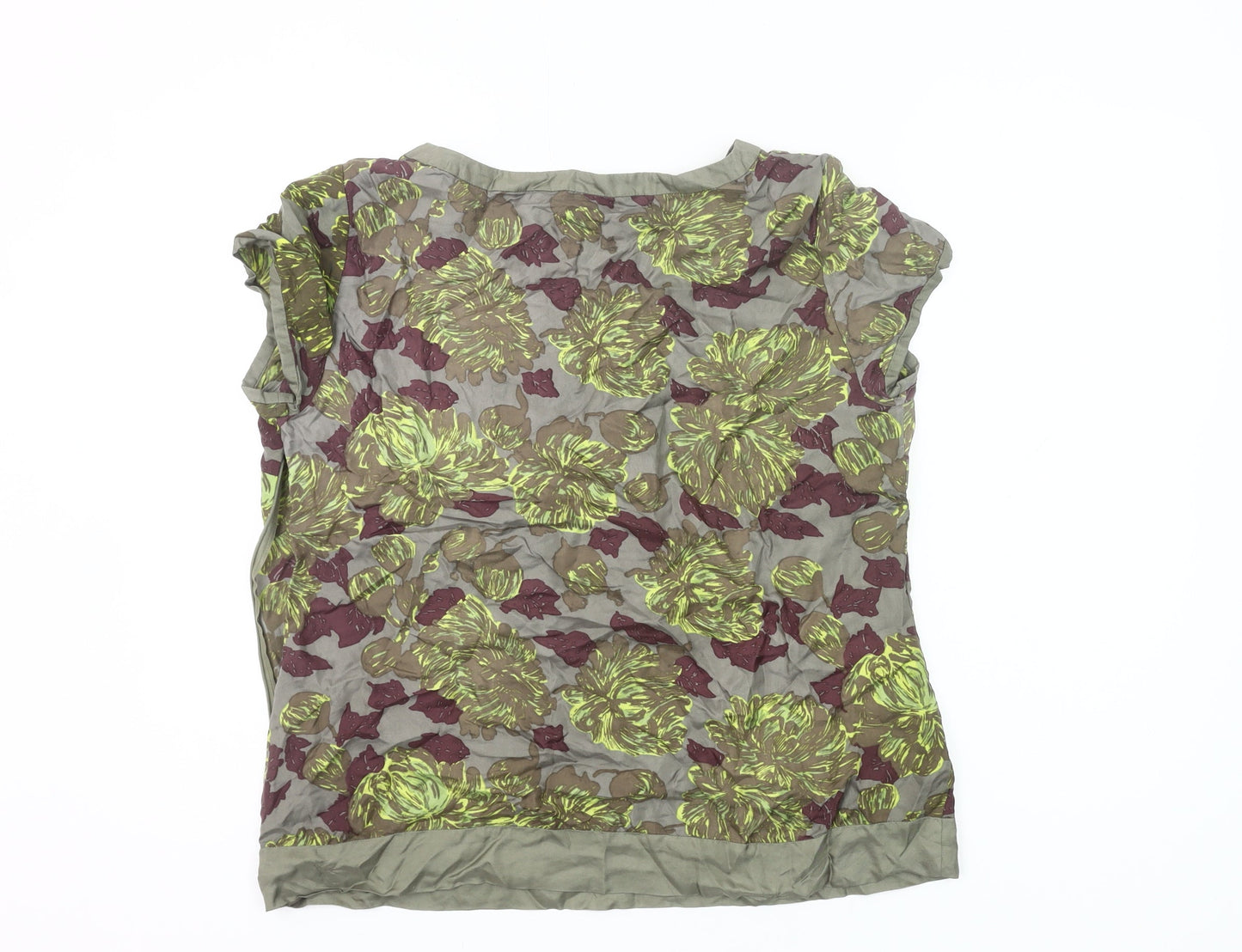 Boden Womens Blouse Size 16 Multicoloured Floral Silk Cap Sleeve