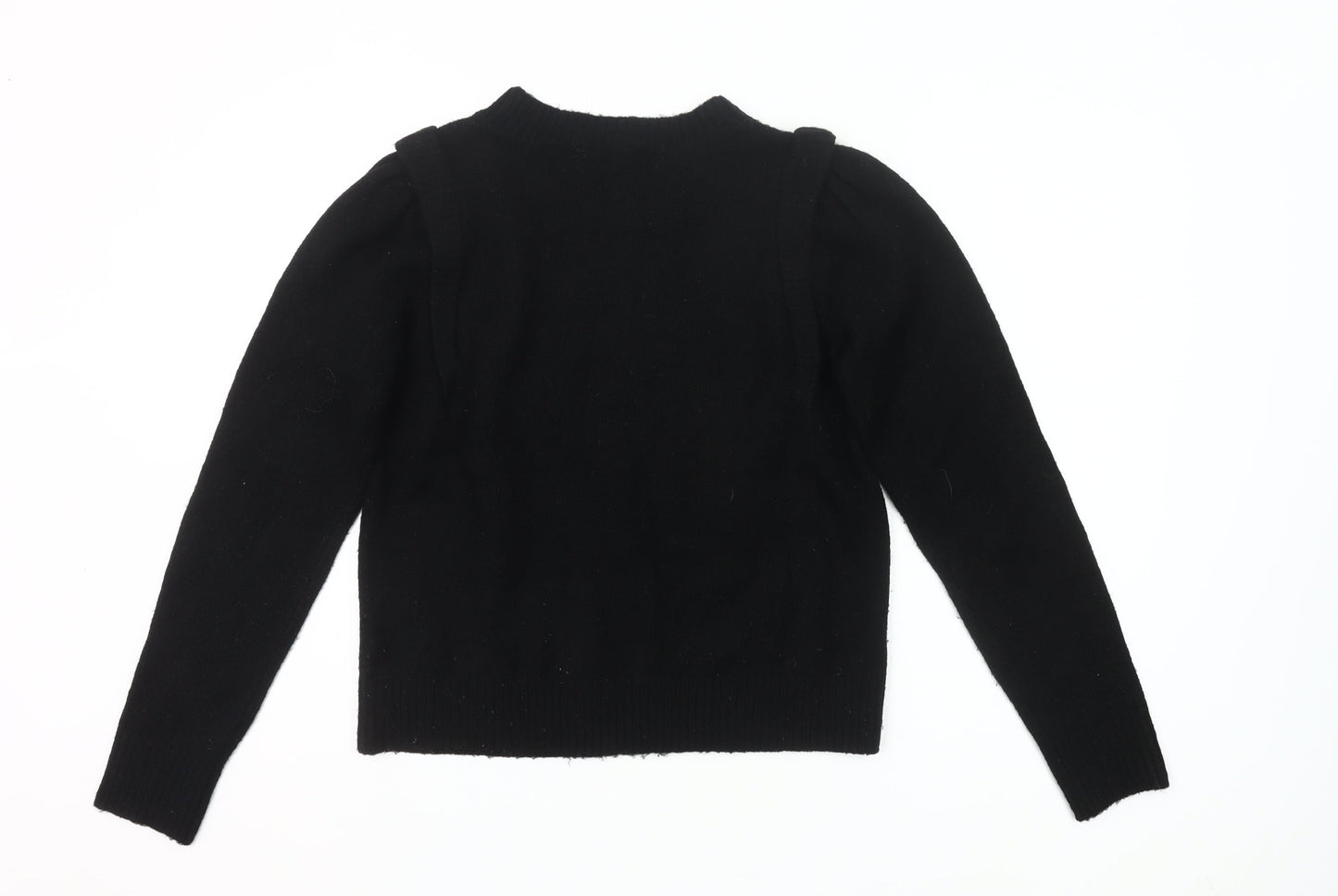DKNY Women's Black Size 8 Crew Neck Puff Sleeve Pullover Jumper