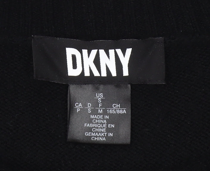 DKNY Women's Black Size 8 Crew Neck Puff Sleeve Pullover Jumper