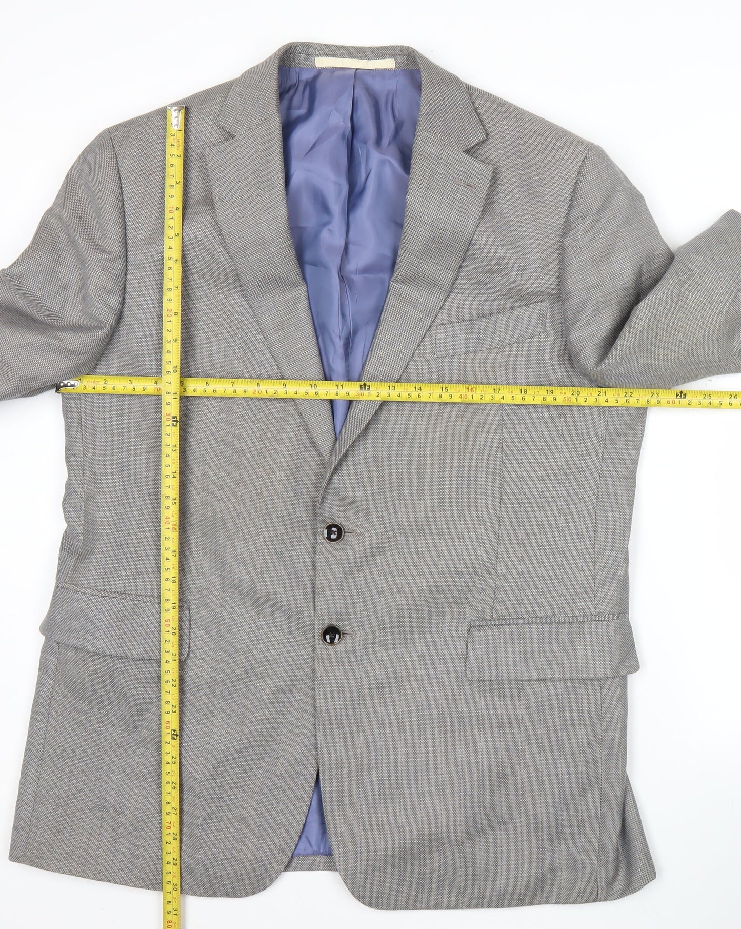 Marks and Spencer Mens Grey Wool Blend Suit Jacket 44 Long