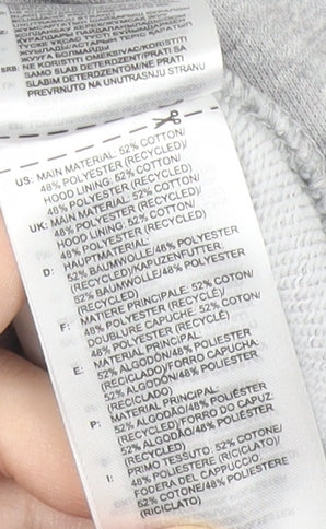 Adidas Womens Grey Pullover Hoodie XS Logo Print Cotton Blend