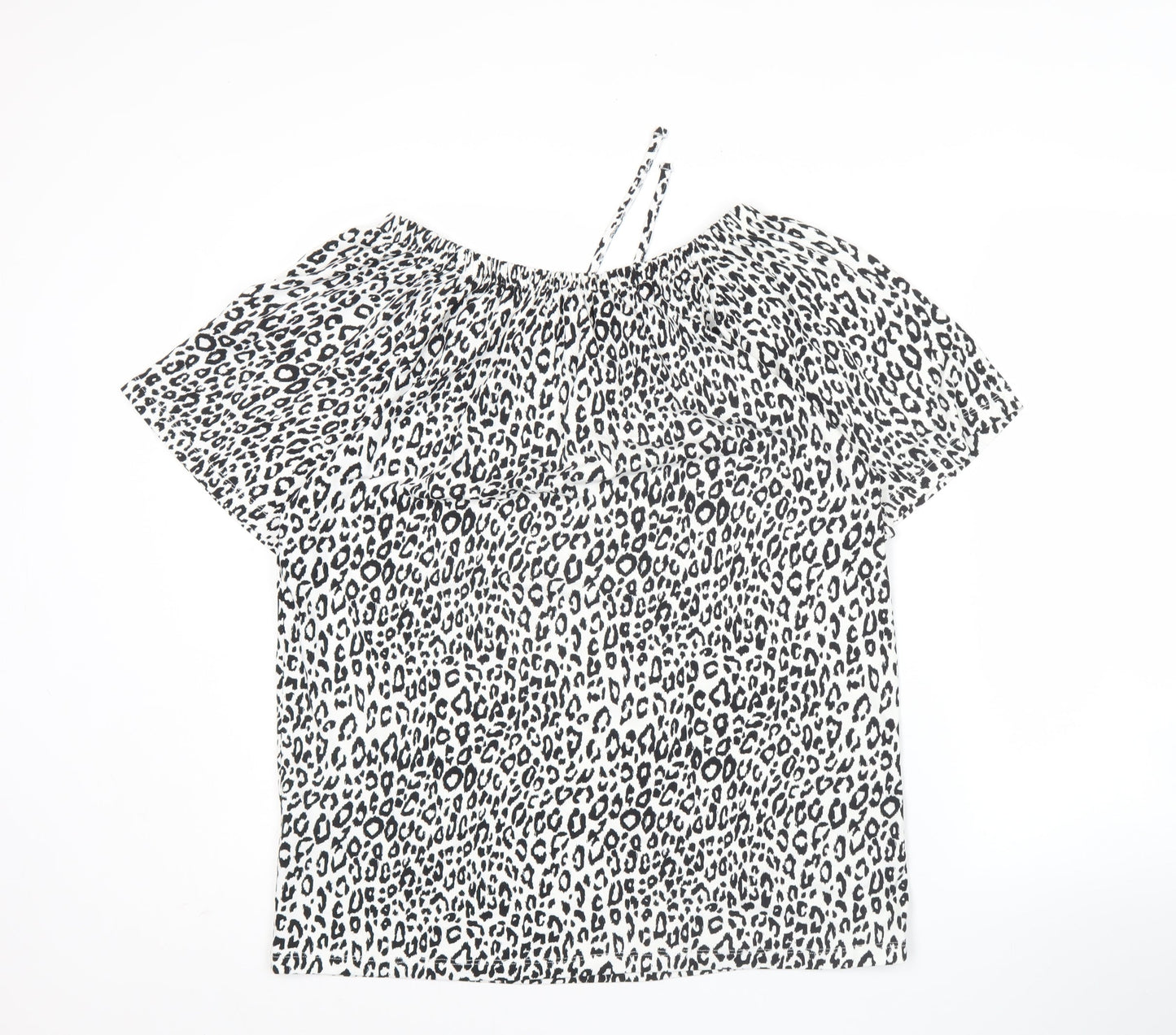 Next Women's Leopard Print Blouse Tunic Top Size 12 Short Sleeve