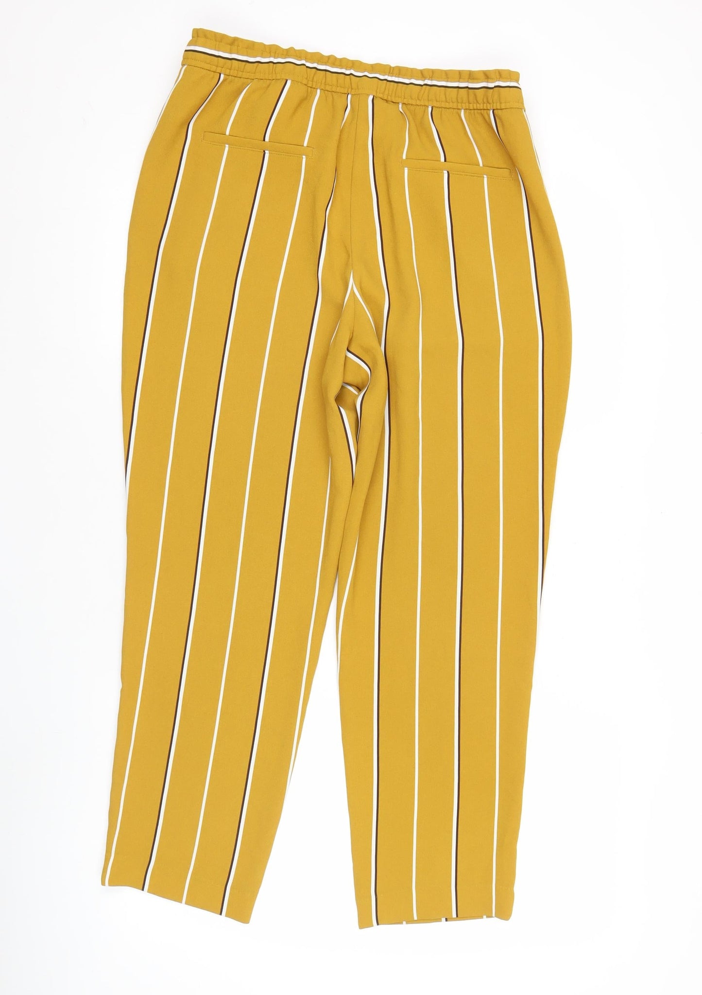 H&M Womens Yellow Striped Straight Trousers Size 12 Polyester