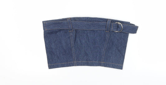 Beyond Retro Women’s Blue Denim Strapless Cropped Top S