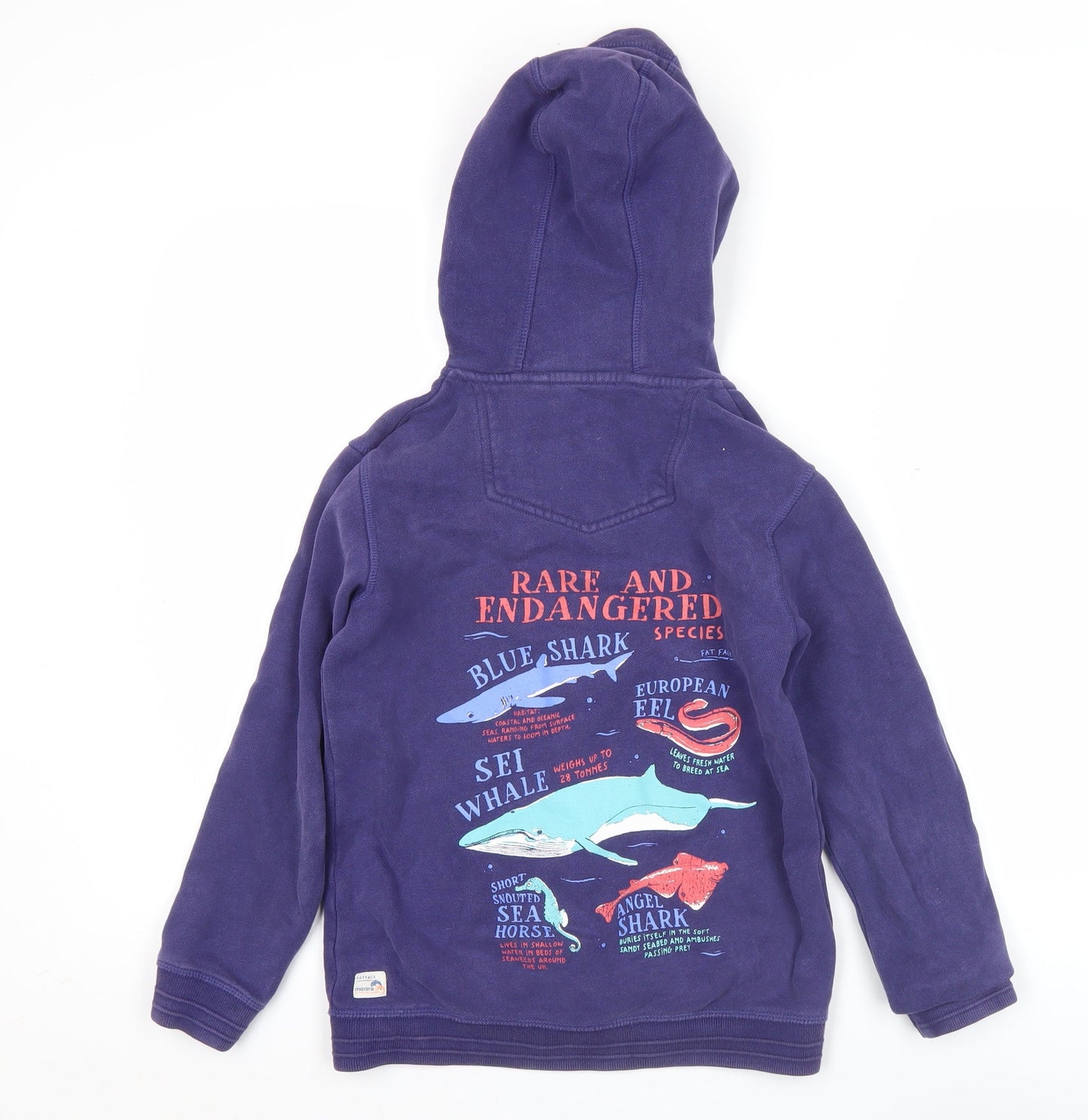 FatFace Boys Purple Full Zip Hoodie 9-10 Years Cotton Blend Graphic Print