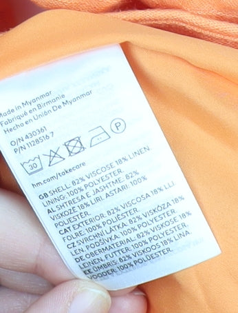 H&M Women's Orange XS Linen Viscose Single-Breasted Blazer