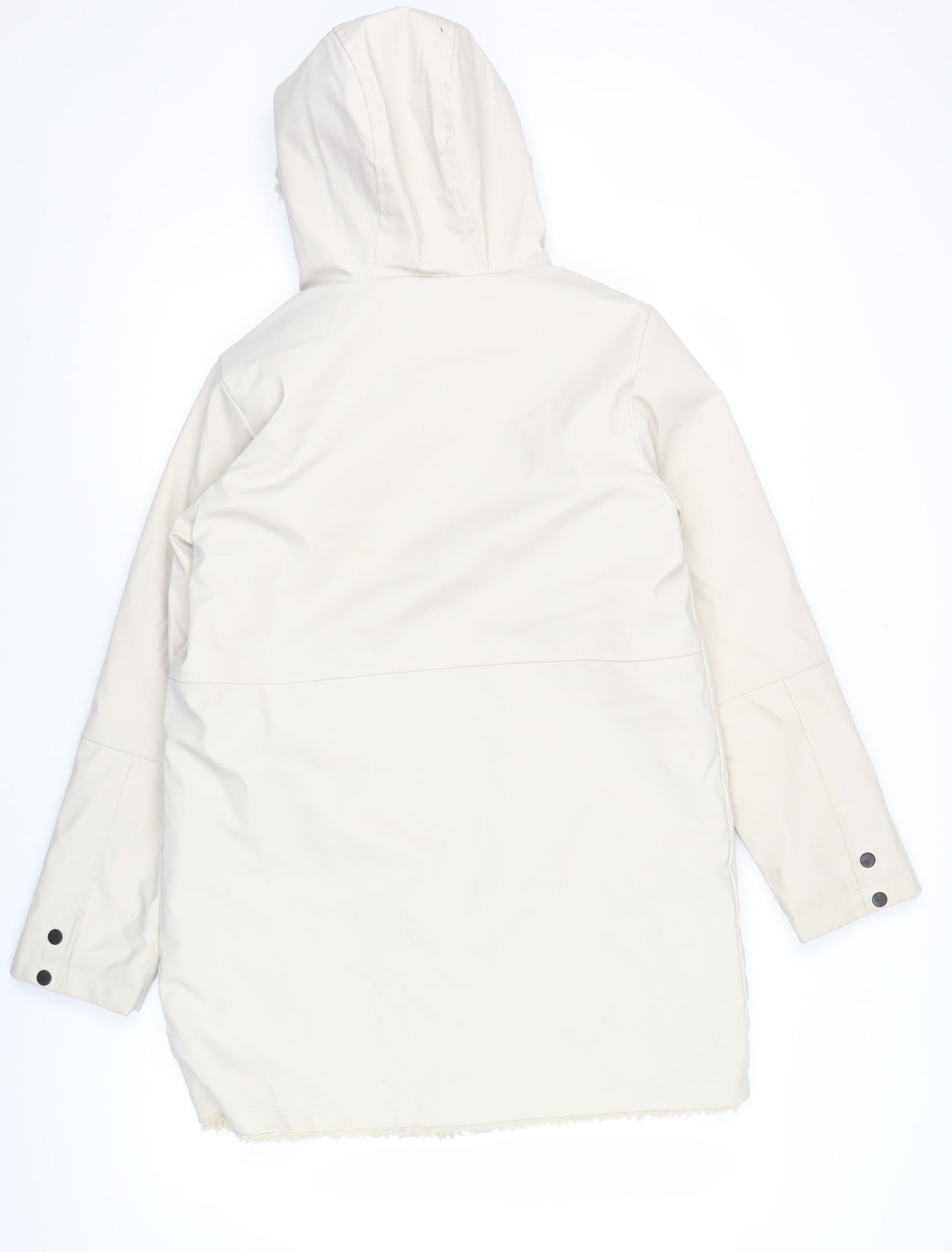 George Girls Ivory Hooded Parka Coat 13-14 Years Long Sleeve Lined