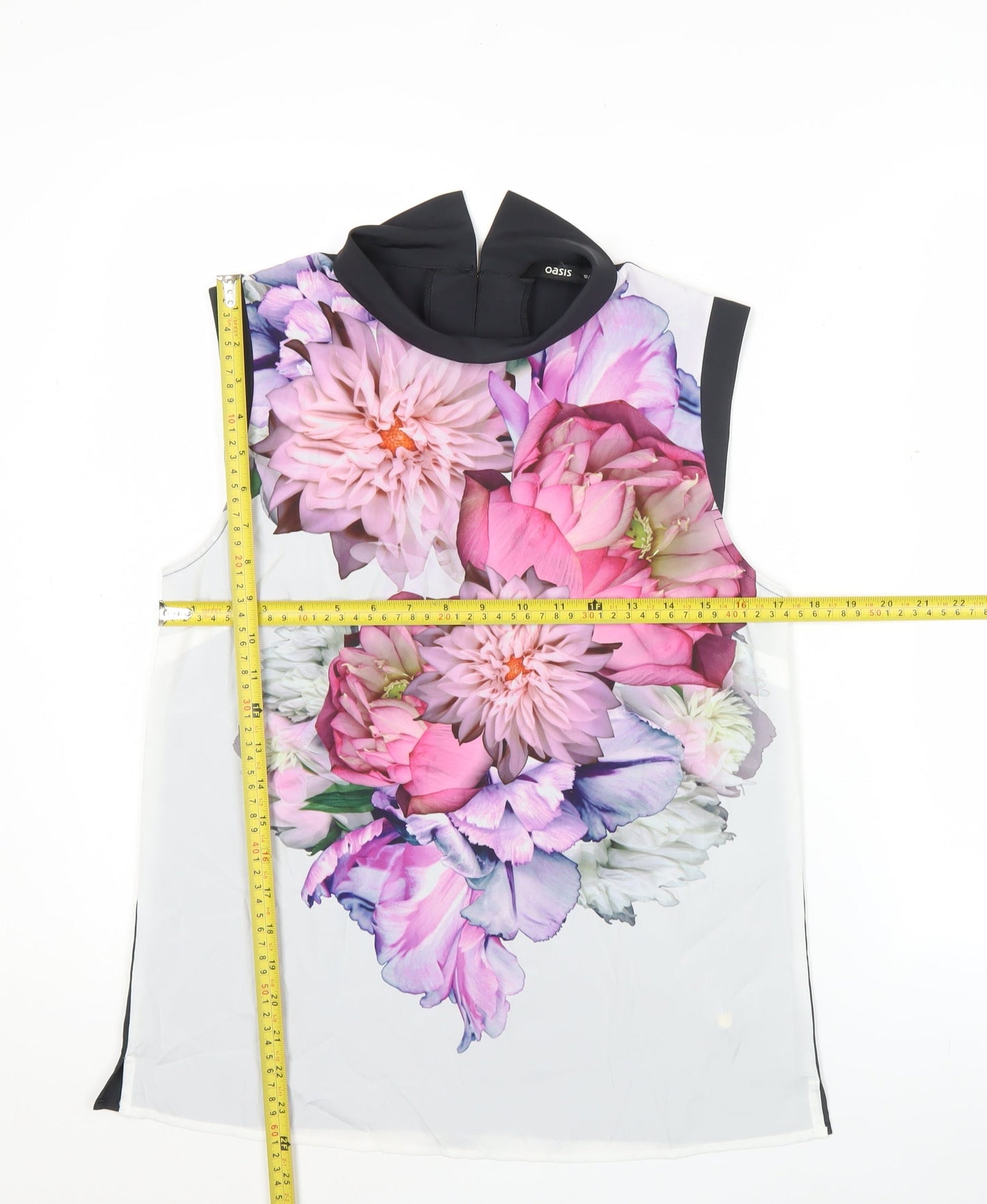 Oasis Womens Floral Sleeveless High Neck Blouse Top Size 10