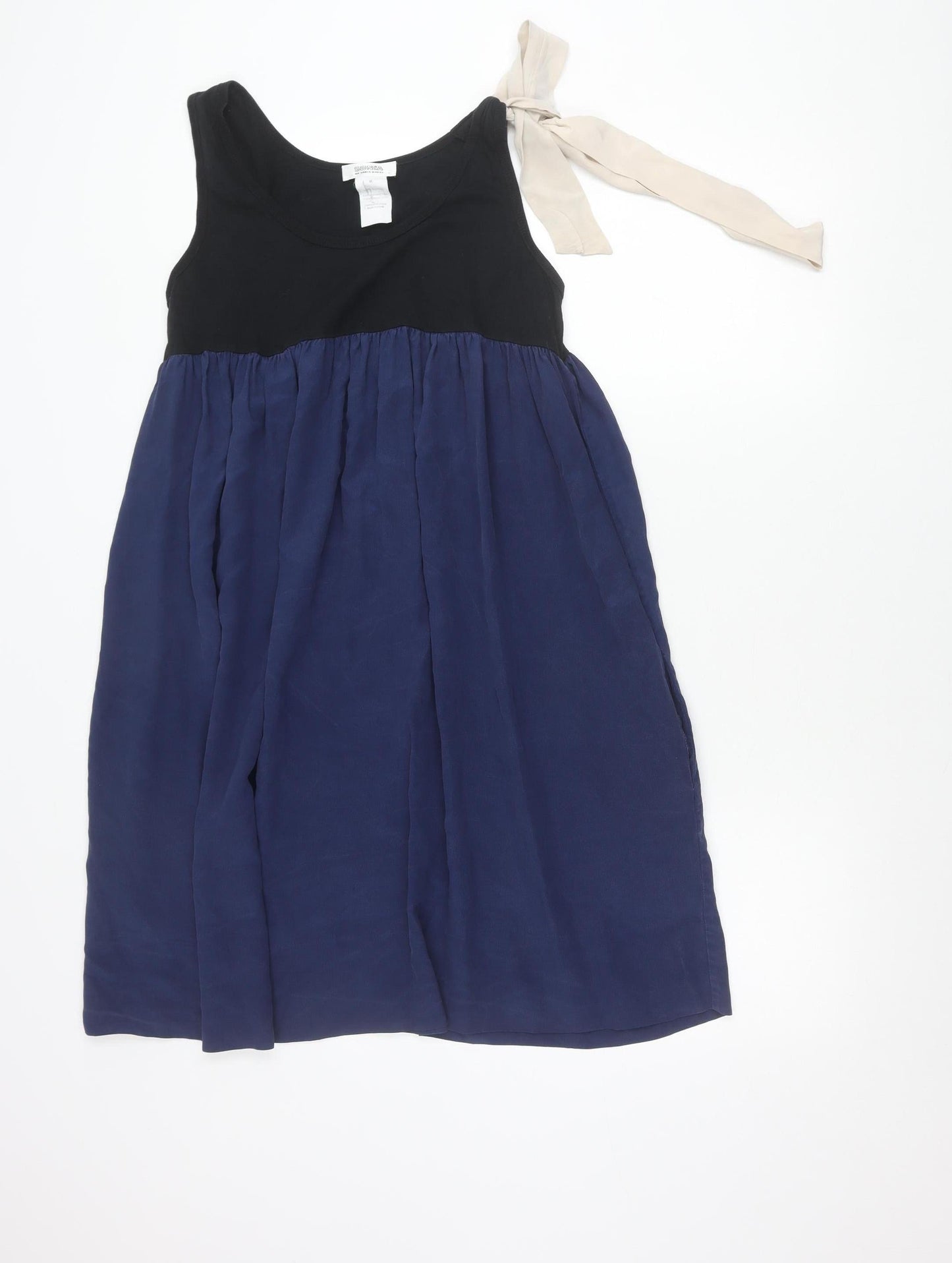 Sonia Rykiel Women’s Black Blue Beige Silk Tank Dress M
