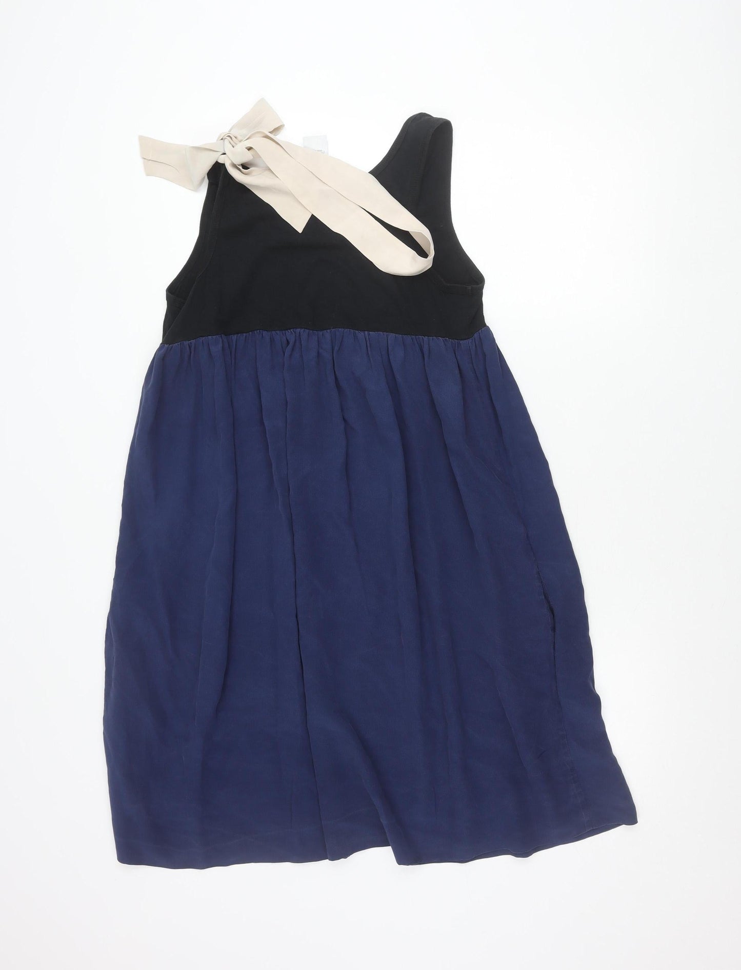 Sonia Rykiel Women’s Black Blue Beige Silk Tank Dress M