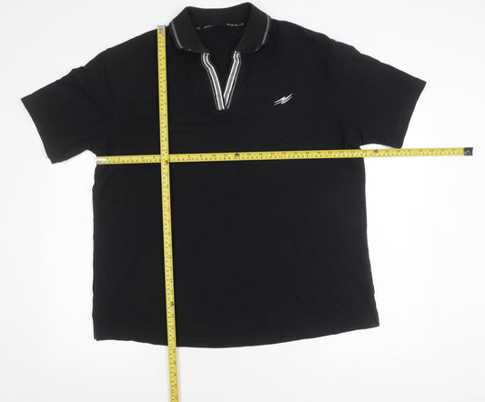 Active viii Men's Black Polo Shirt Size 18 Regular Fit Zip Collar