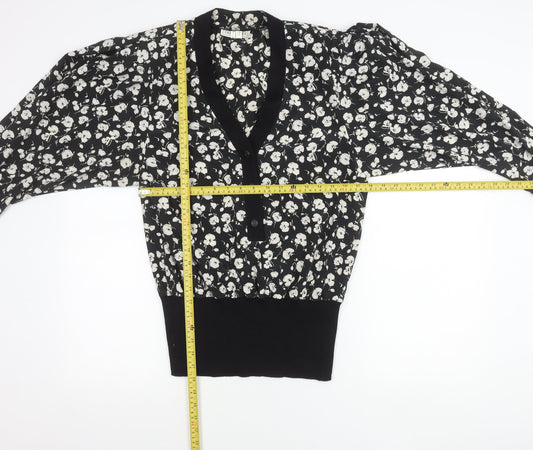 Tricoville Women’s Black Floral V-Neck Tunic Blouse UK 12