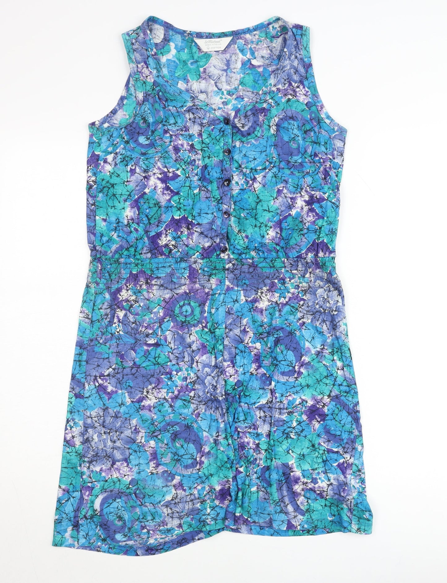 St Michael Womens Multicoloured Cotton Sleeveless Floral Playsuit UK 8-10