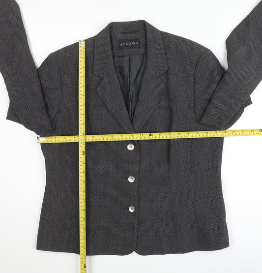 Alexon Women’s Grey Wool Blend Blazer UK 14 Classic Work Jacket