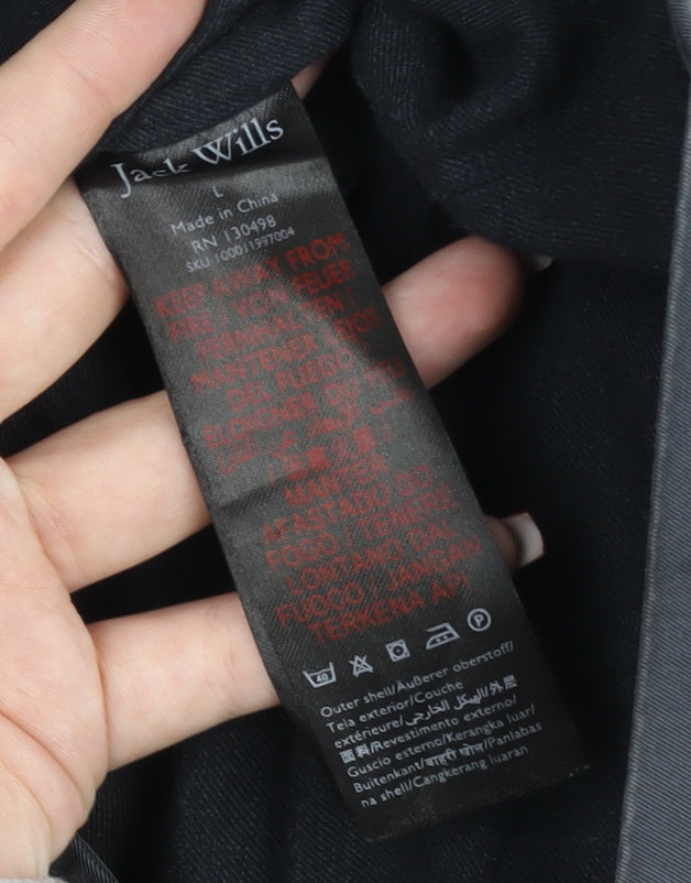 Jack Wills Mens Black Cotton Mid-Length Overcoat Size L 42in