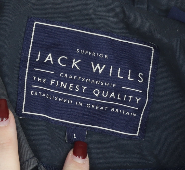 Jack Wills Mens Black Cotton Mid-Length Overcoat Size L 42in