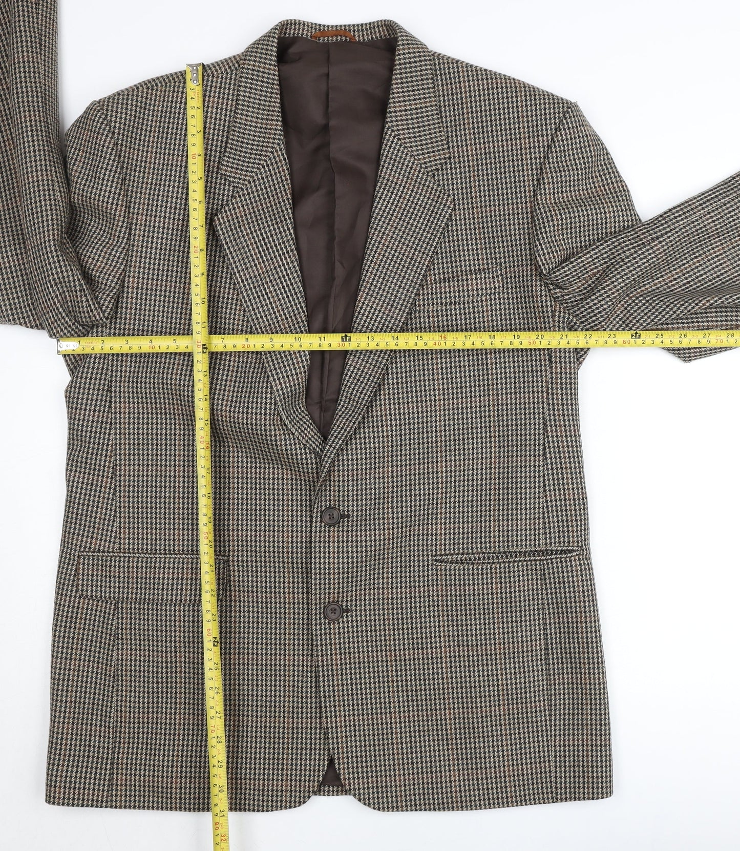 Burton Men's Brown Check Wool Blazer Jacket Size 42 Long