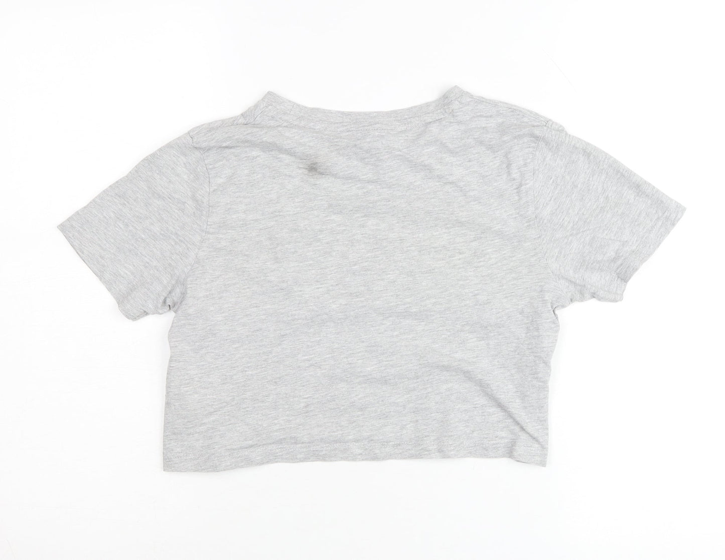Bench Girls Grey Cropped T-Shirt Logo Print 13-14 Years Casual Top
