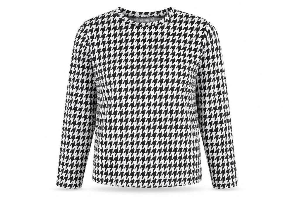 Principles Women’s Black White Houndstooth Long Sleeve Jersey Top Size 10