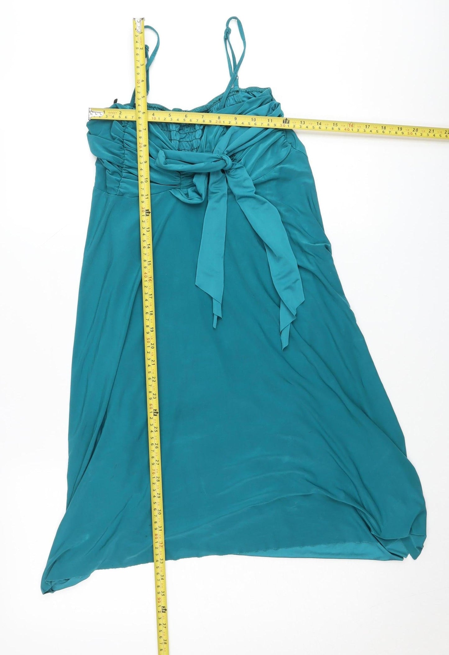 New Look Women’s Blue Slip Dress 12 Ruched Bow Detail Summer Holiday