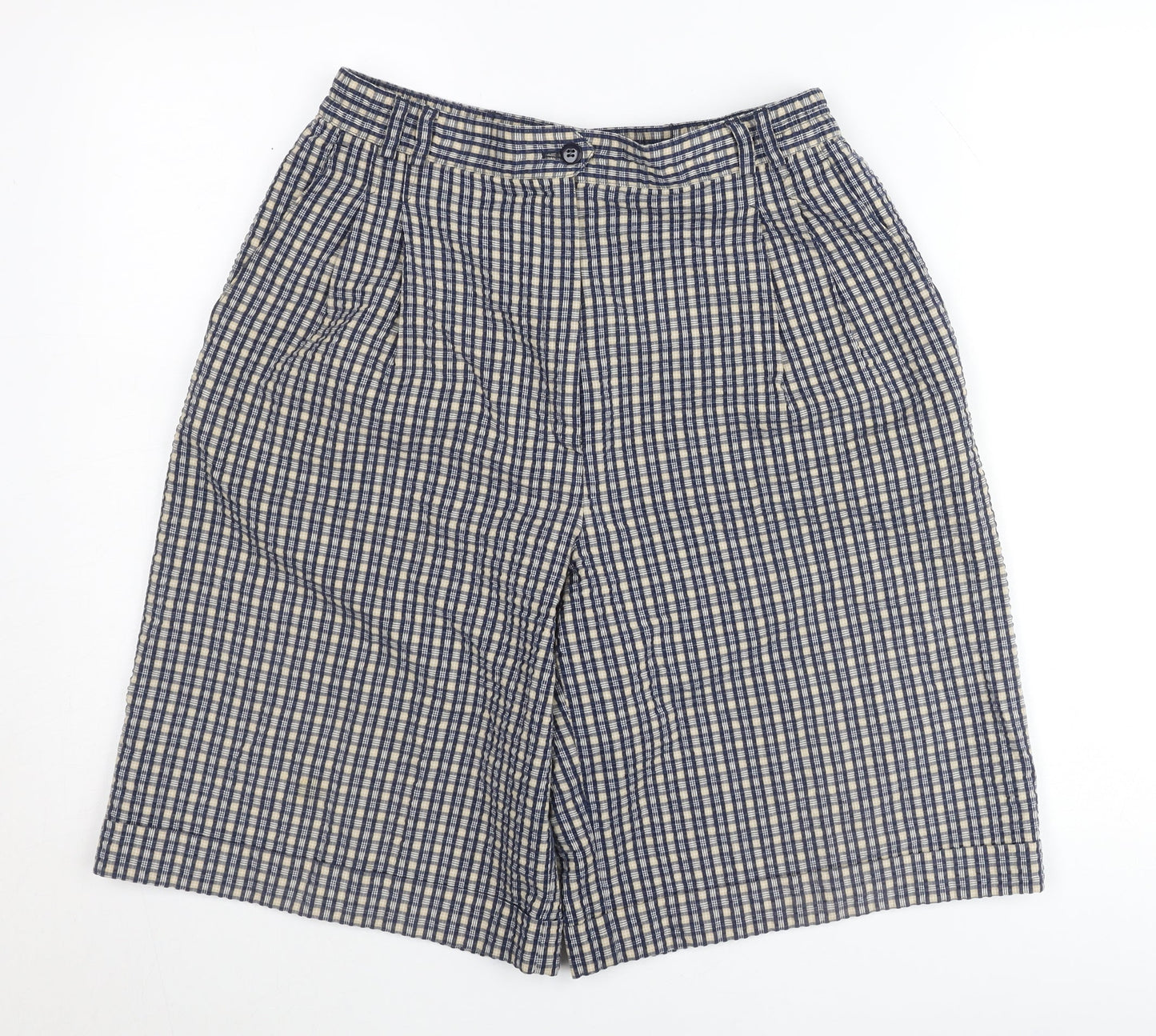 Primeur Men's Blue Check Pleated Chino Shorts Size M