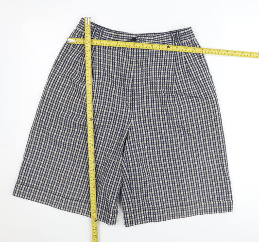 Primeur Men's Blue Check Pleated Chino Shorts Size M