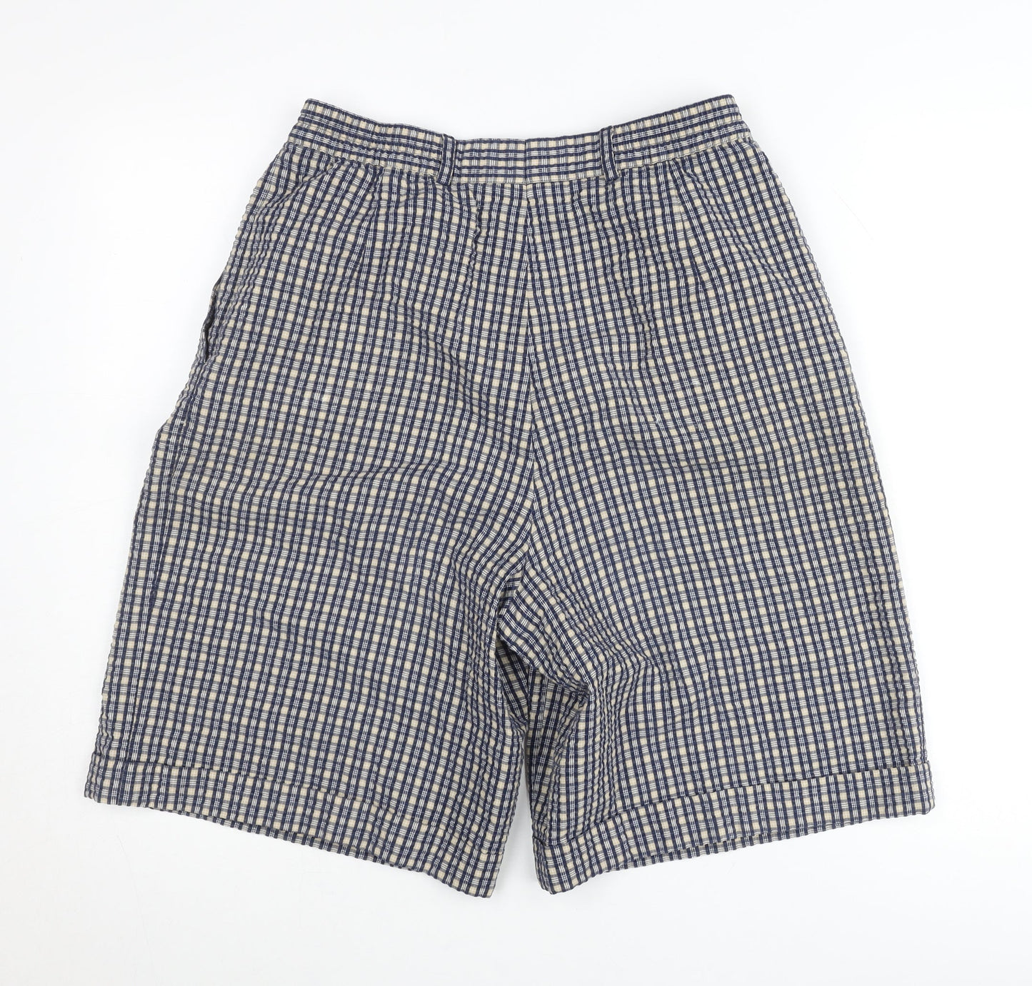 Primeur Men's Blue Check Pleated Chino Shorts Size M