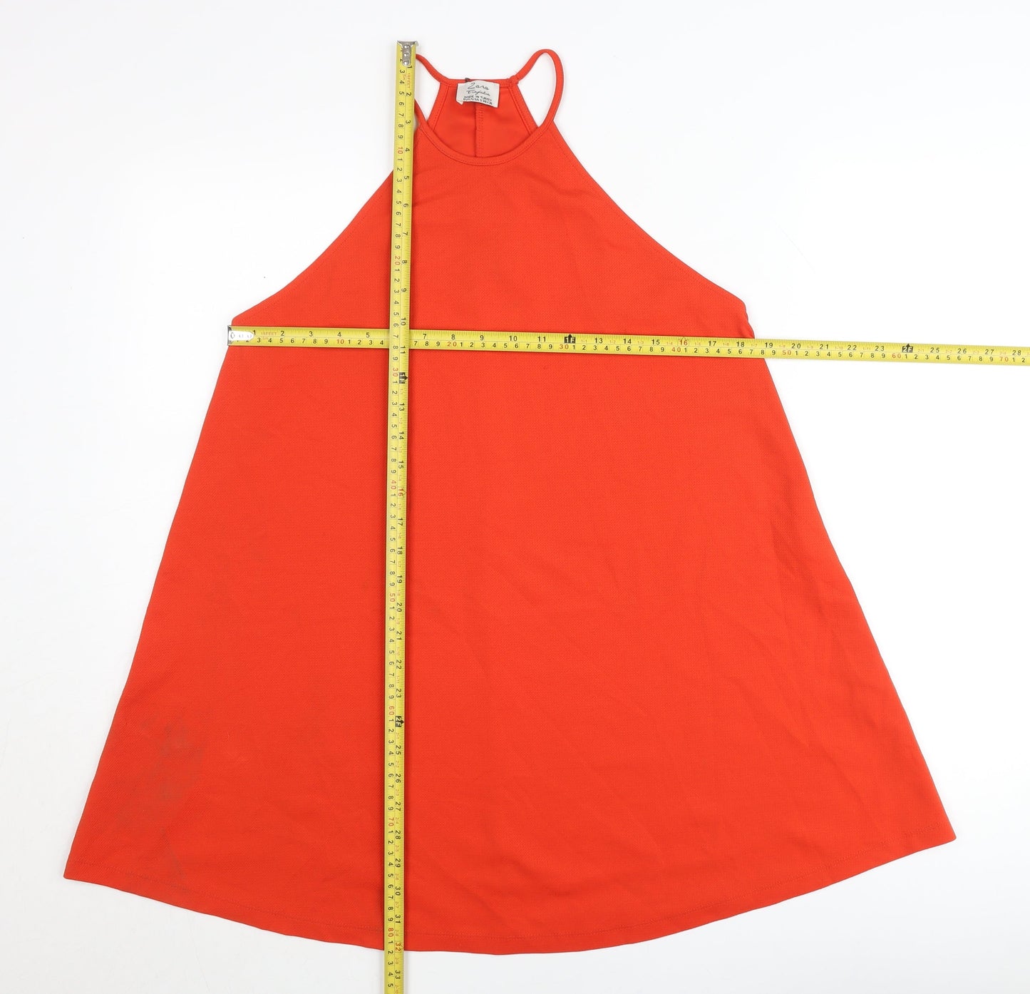 Zara Women Red Halter Camisole Tank Top S Cotton Blend Summer