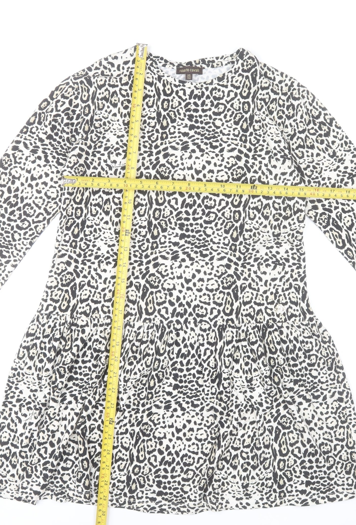 Roberto Cavalli Women’s XS Animal Print Shift Dress Long Sleeve