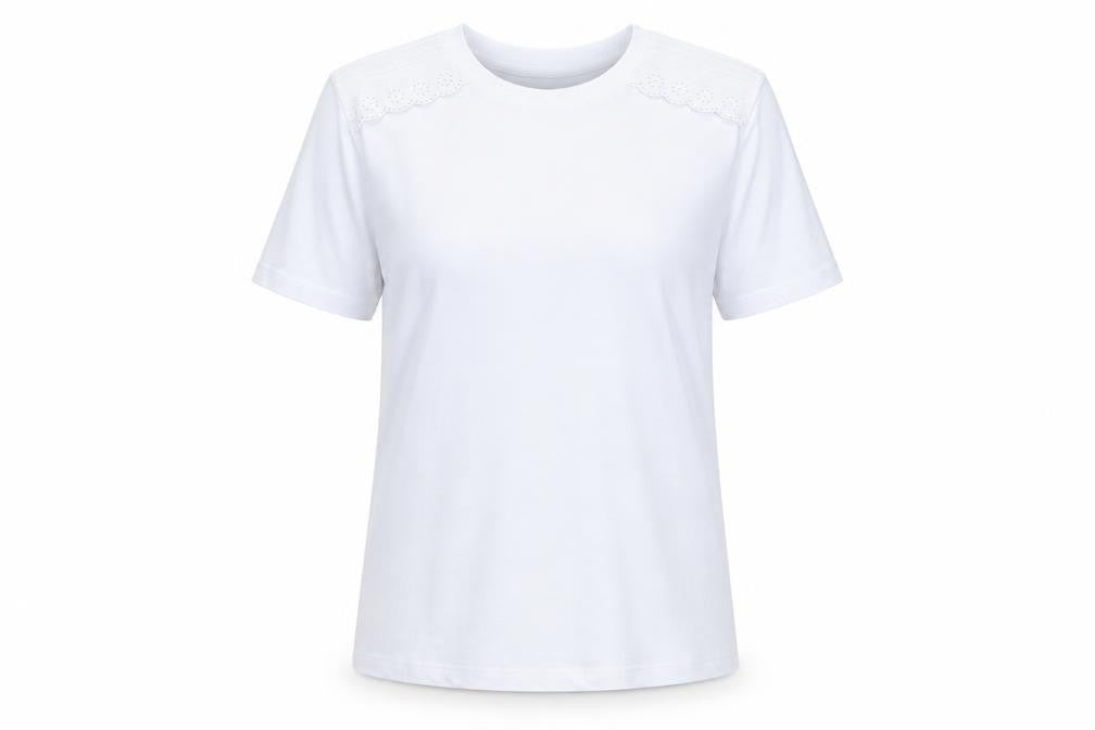 Marks and Spencer Womens Pale Blue T-Shirt Size 10 Cotton Embroidered