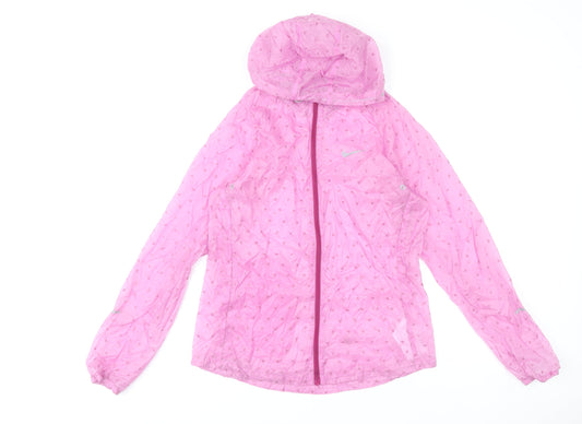 Nike Womens Pink Lightweight Hooded Windbreaker Jacket Size M