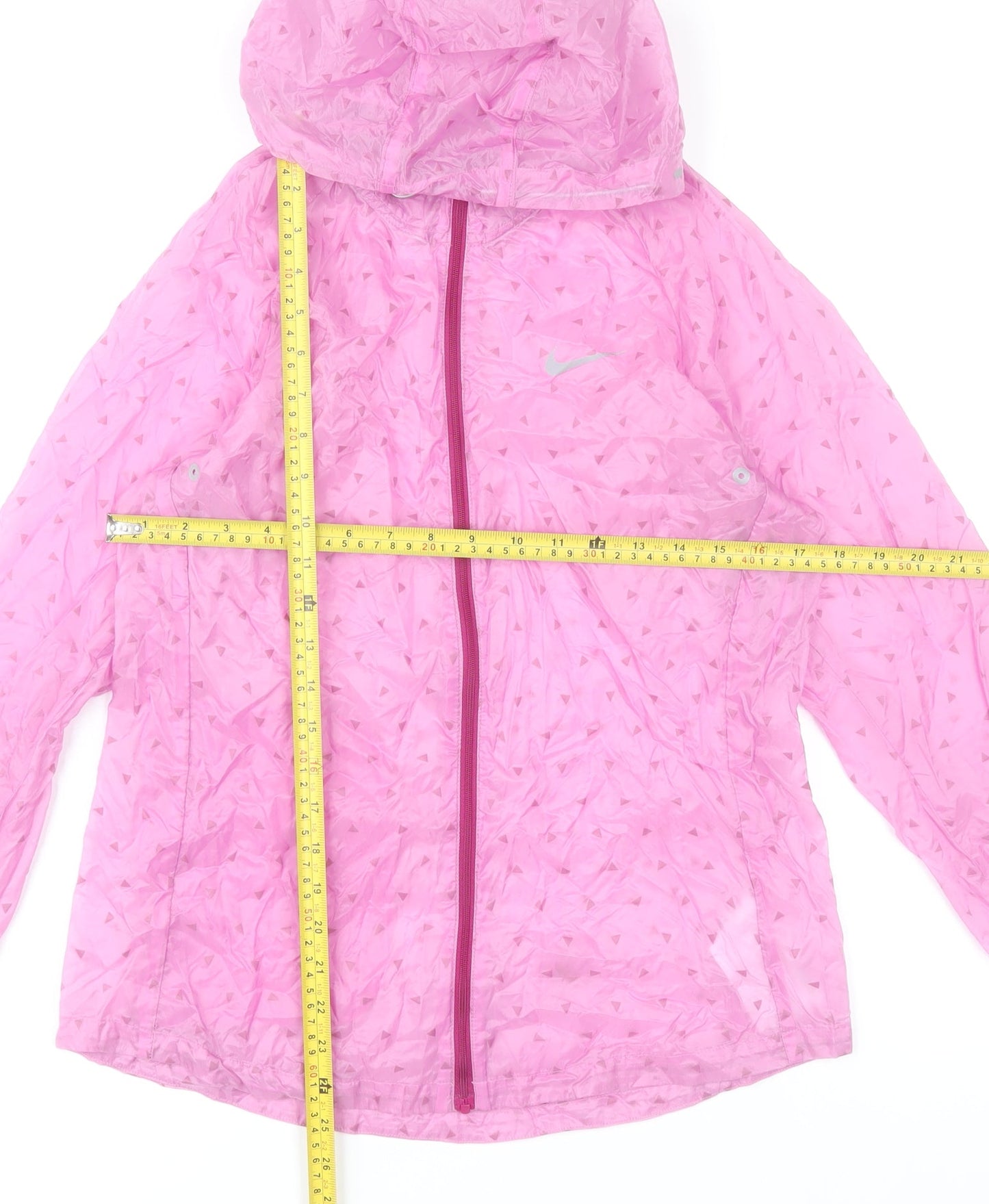 Nike Womens Pink Lightweight Hooded Windbreaker Jacket Size M
