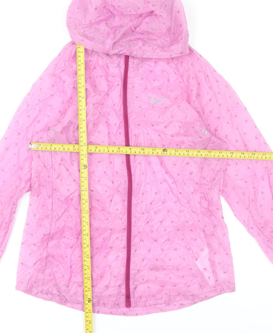 Nike Womens Pink Lightweight Hooded Windbreaker Jacket Size M