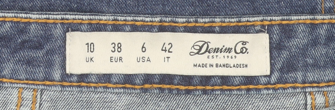 Denim Co Women Blue Size 10 Mini Denim Zip Skirt Casual