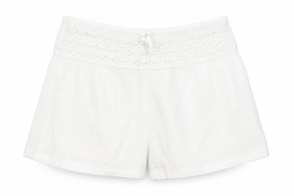 Marks and Spencer Girls White Cotton Lace Trim Shorts Size 10-11Y