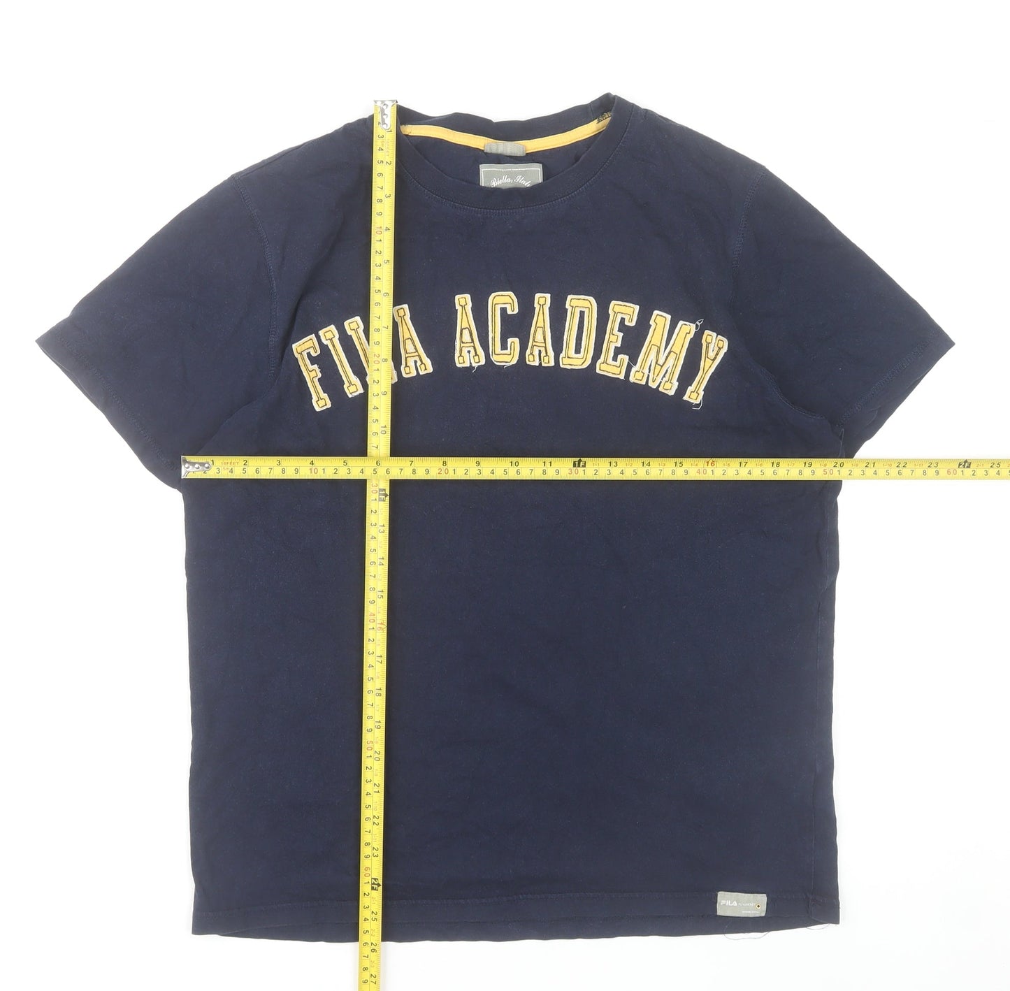 Fila Academy Mens Small Blue Crew Neck Graphic Logo T-Shirt