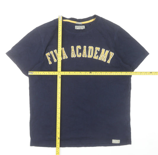 Fila Academy Mens Small Blue Crew Neck Graphic Logo T-Shirt