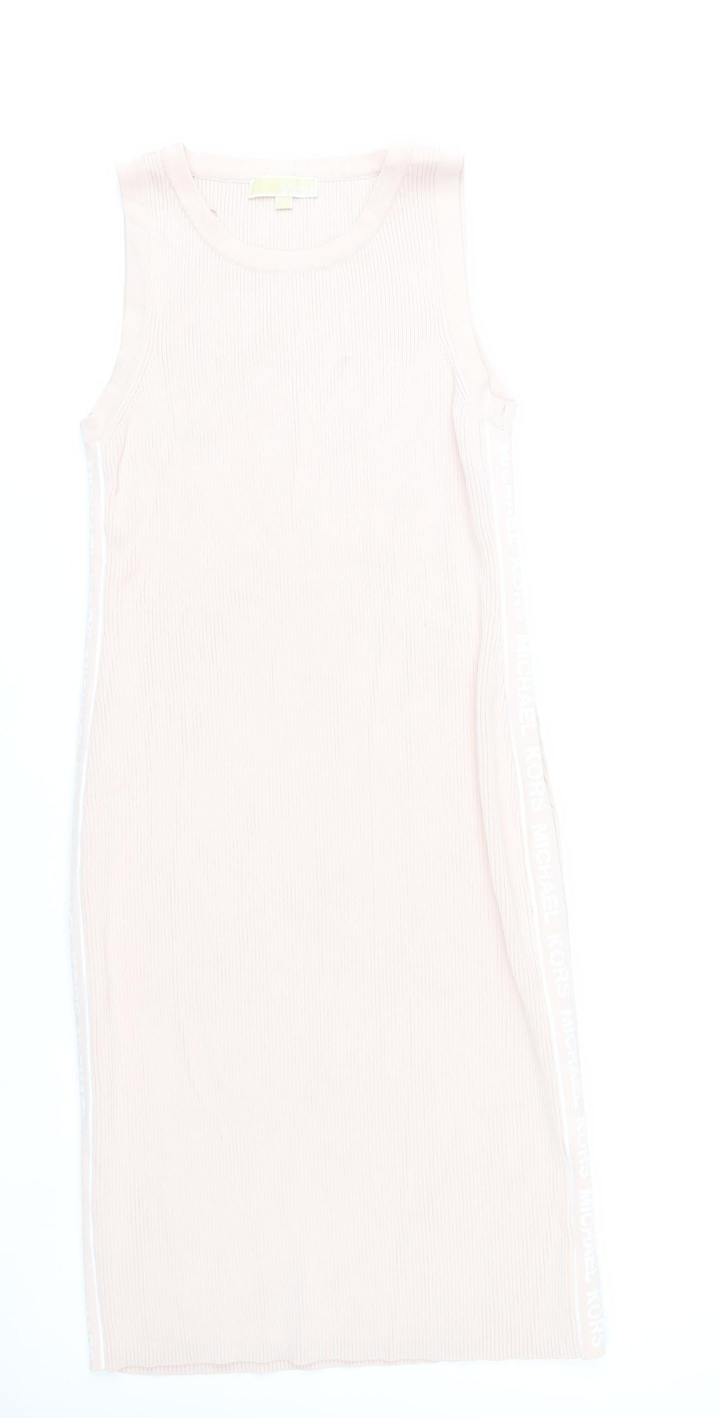 Michael Kors Womens Pink XL Tank Dress Sleeveless Logo Casual