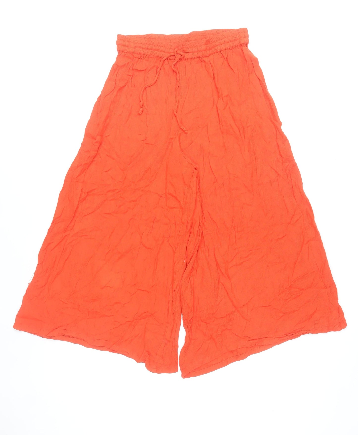 Rangmanch Women’s Orange Wide-Leg Rayon Trousers S