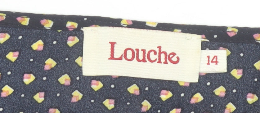 Louche Womens Blue Polka Dot Blouse Size 14 Sleeveless Casual Top