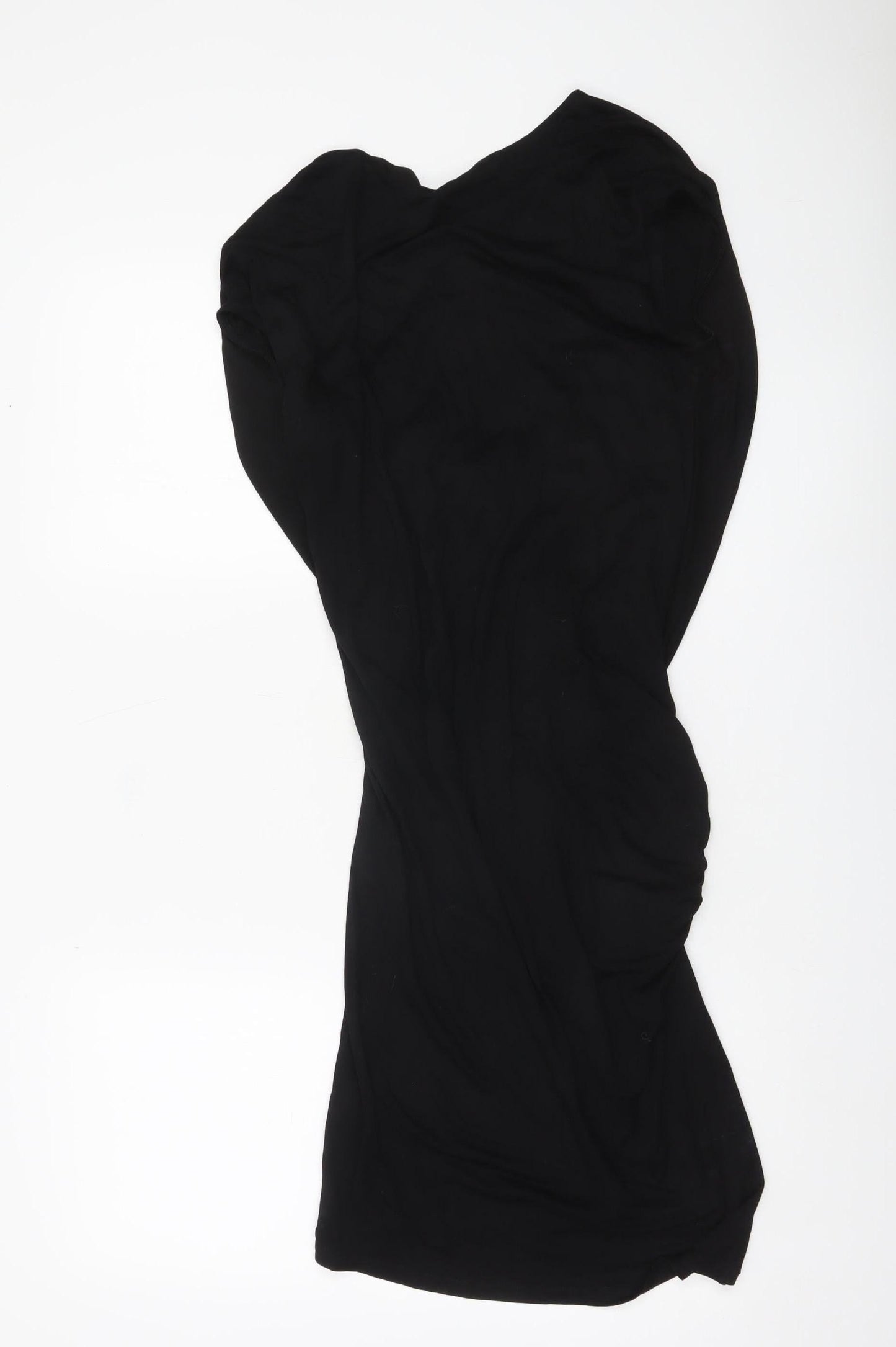 AllSaints Womens Black Strapless Bodycon Dress Size 10 Ruched