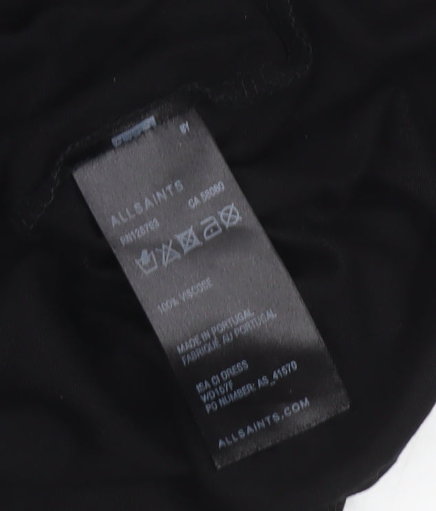 AllSaints Womens Black Strapless Bodycon Dress Size 10 Ruched