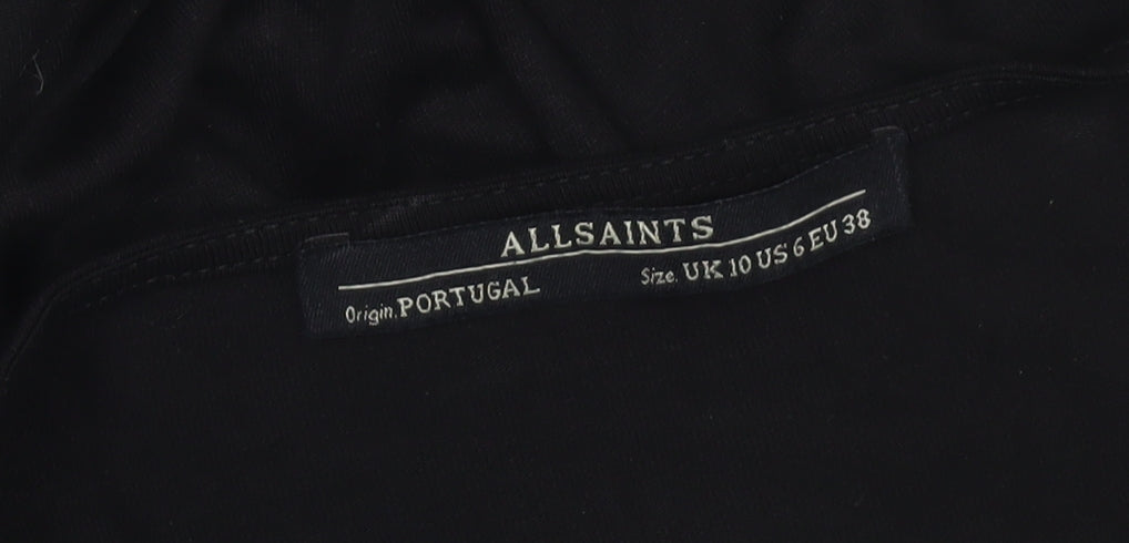 AllSaints Womens Black Strapless Bodycon Dress Size 10 Ruched