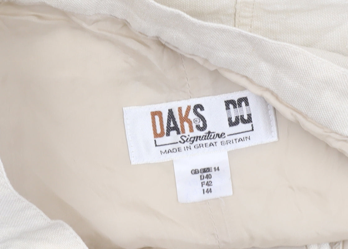 DAKS Women Beige Linen Midi Pencil Skirt Size 14 Workwear