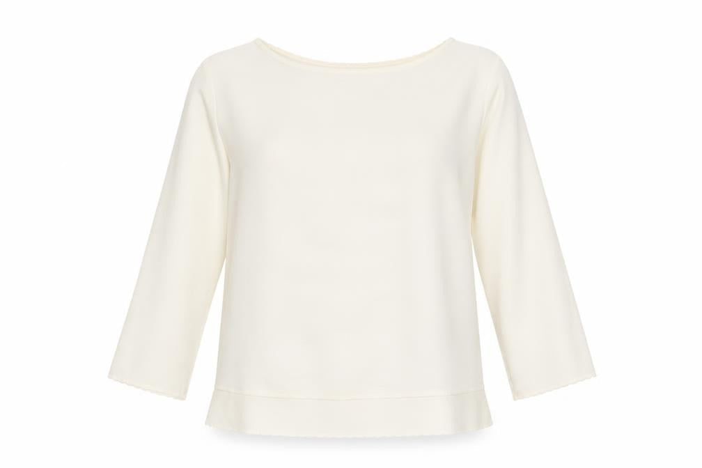 French Connection Womens Ivory Boat Neck 3/4 Sleeve Blouse Size S