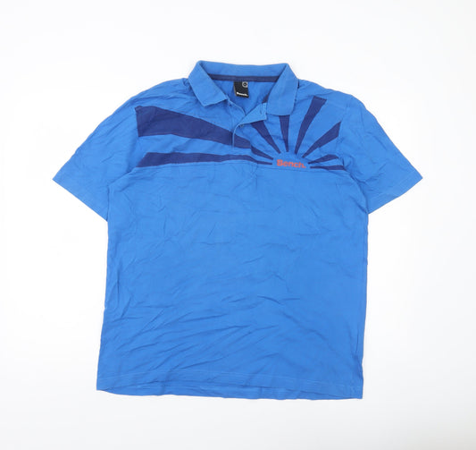 Bench Men’s Blue Graphic Polo Shirt XL Cotton Casual