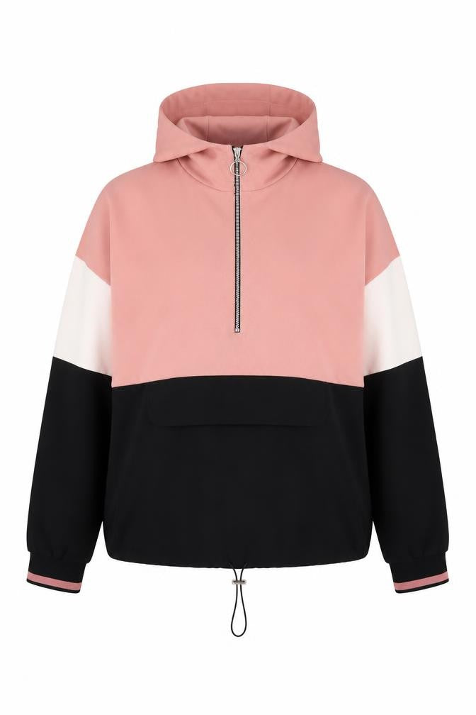 Zara Women’s Pink Black White Colourblock Hoodie Size L 14